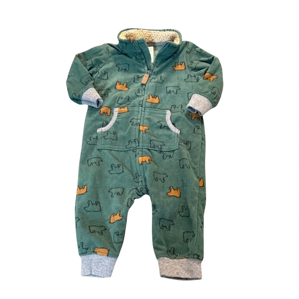 Carter's Green Bear Pattern Footie‎